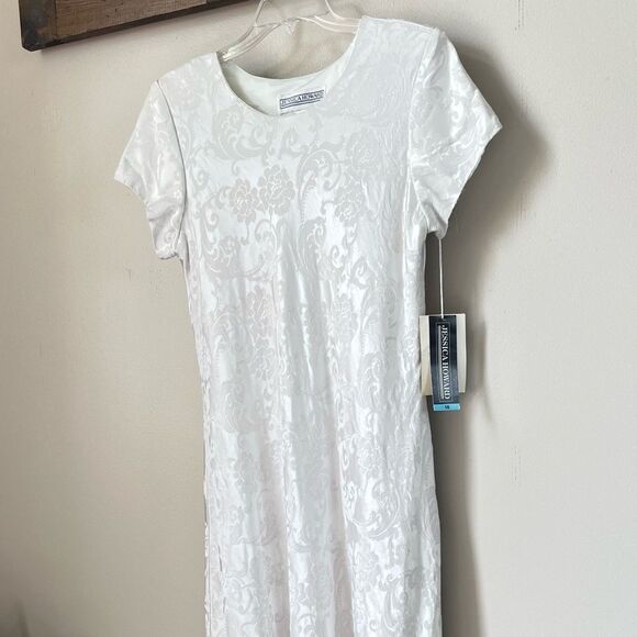 Vintage Jessica Howard Brocade Floral Princess Cut Cream Cocktail Dress - Picture 9 of 14